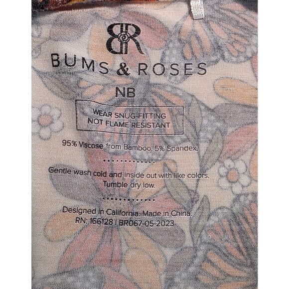 Bums & Roses Butterfly Bamboo Sleeper Footie Pajamas Size NB - Picture 4 of 4